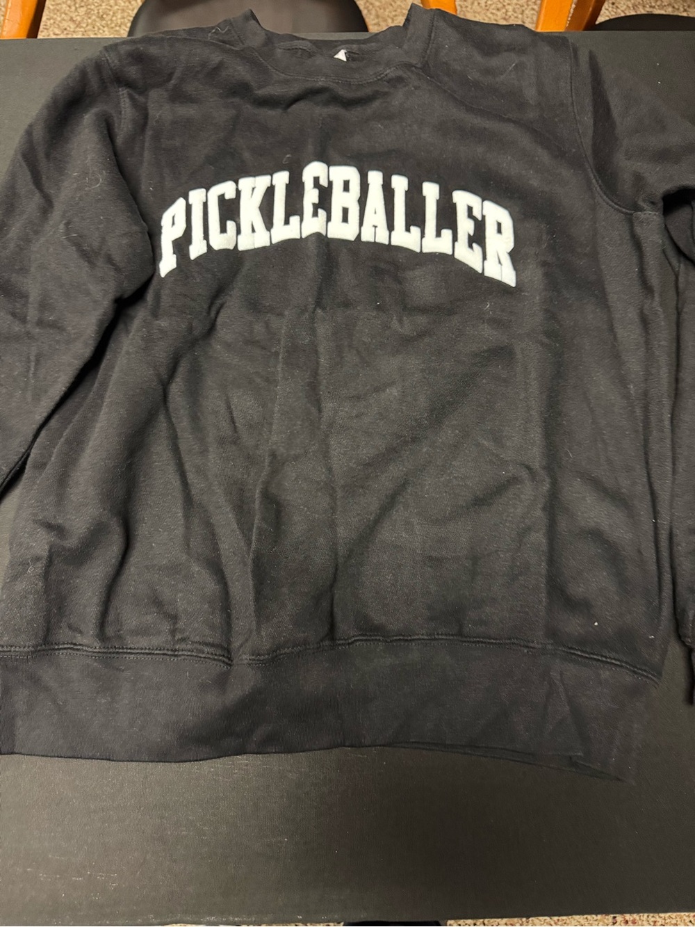 CO Black Crewneck Sweatshirt with White PICKLEBALLER Arch